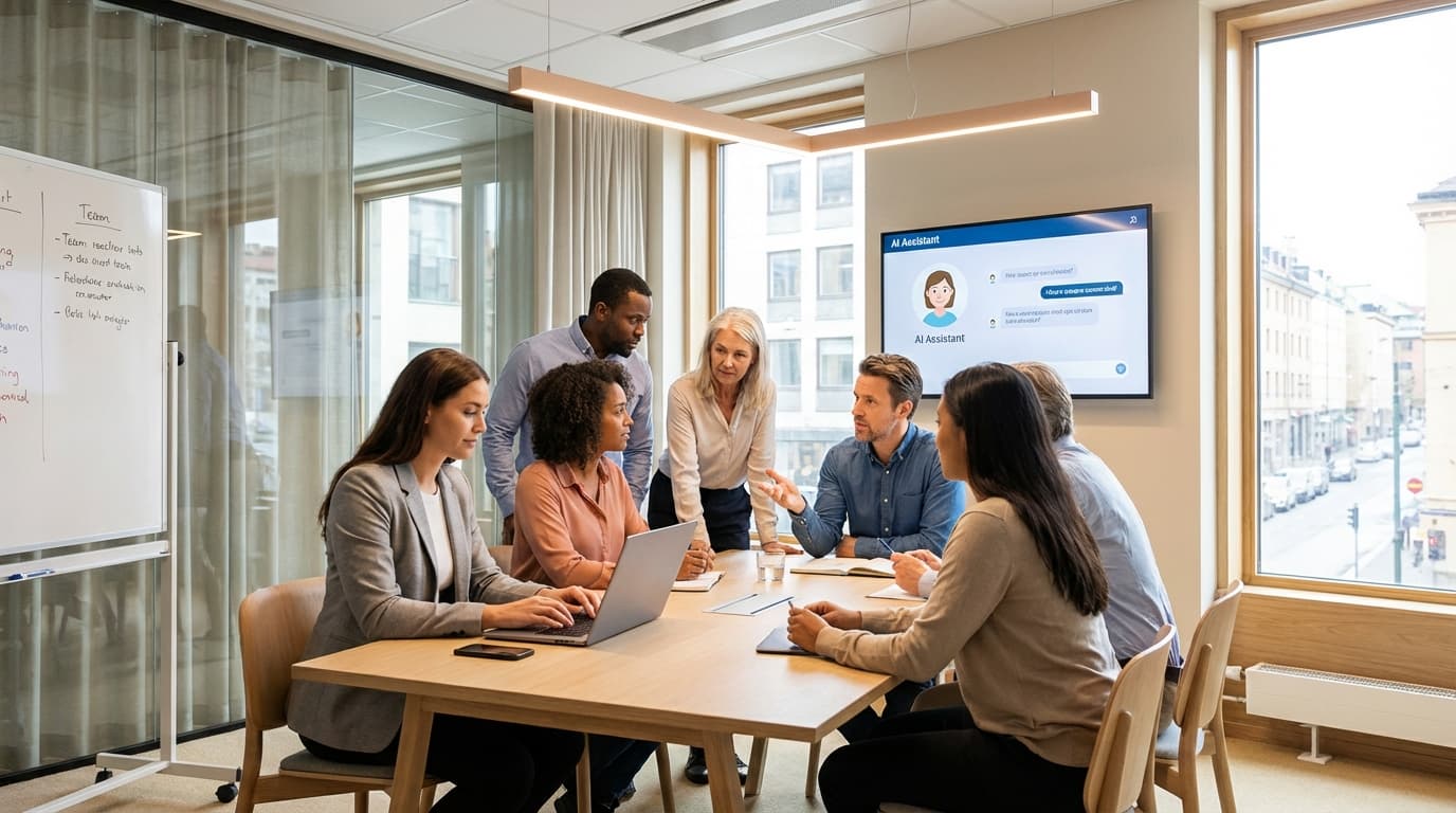 Team i workshop som planlegger innføring av nye digitale verktøy