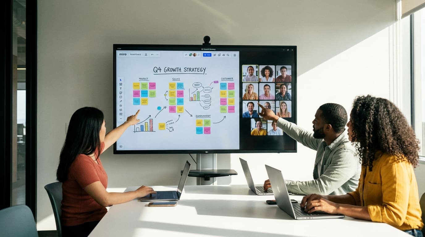Digitalt whiteboard med klistrelapper