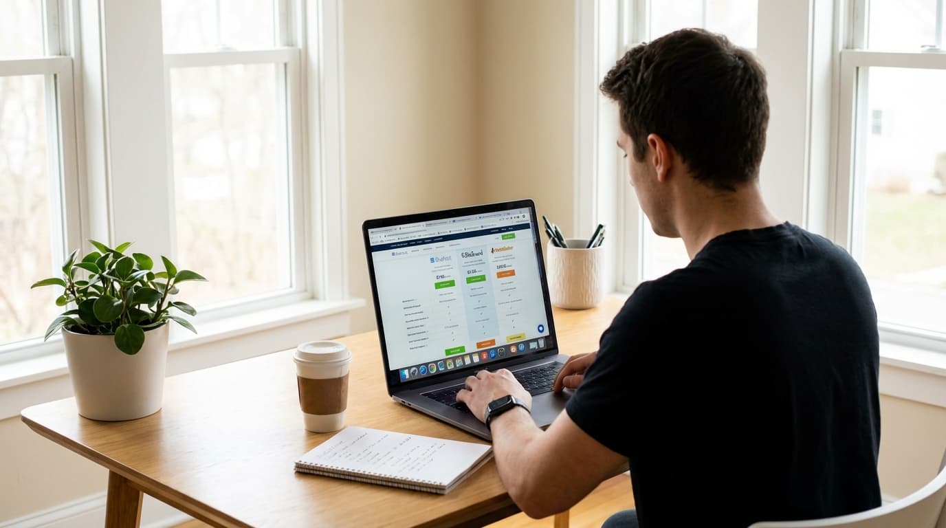 Tre webhotell sammenlignet på laptop