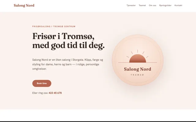 Eksempel: nettside for frisør