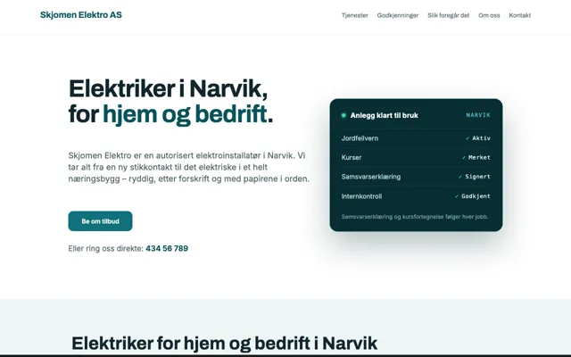 Eksempel: nettside for elektriker