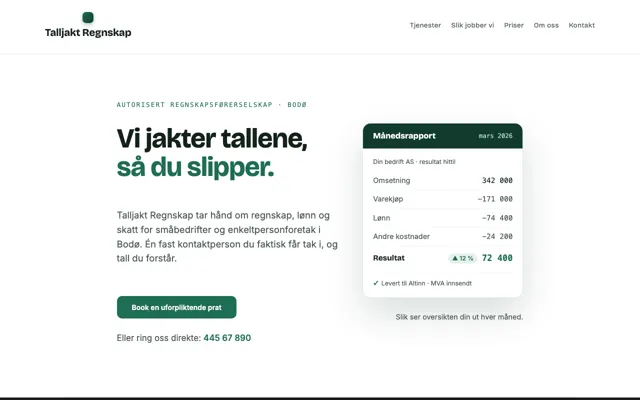 Eksempel: nettside for regnskapsfører